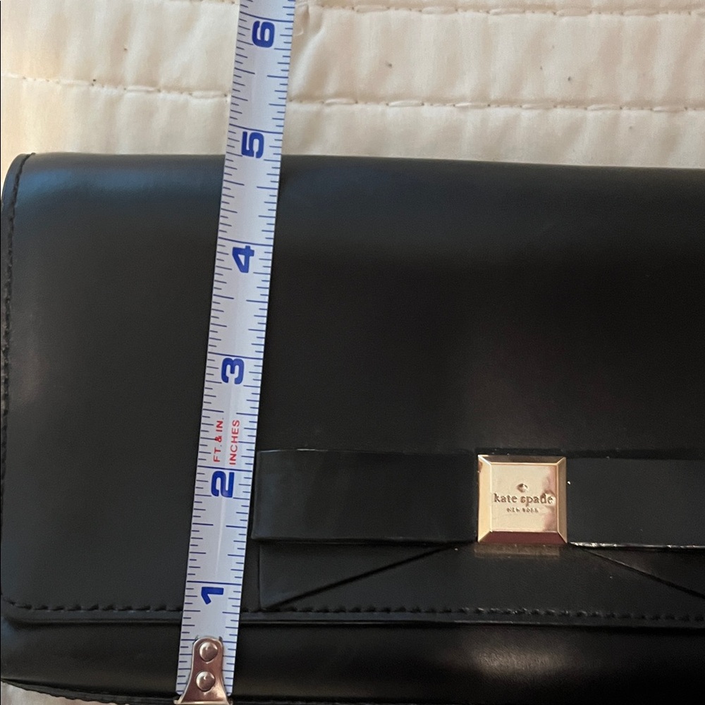 Kate Spade Black Clutch with Bow Detail and Bright Pink Interior - Picture 8 of 9